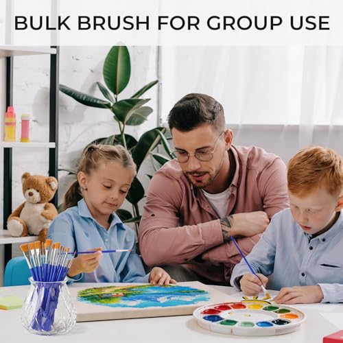 Smallbudi 168 PCS Small Paint Brushes Bulk for Kids Classroom - size: 84Flat+84round