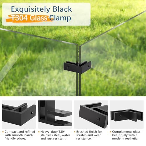 8 Pack Corner Railing Glass to Glass Clamps, Double Side Glass Clip - size: 8 Pack, style: 90 Degree