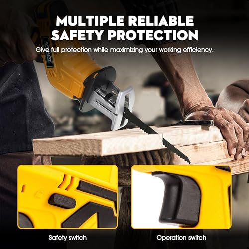 Reciprocating Saw Cordless for Dewalt 21V Battery, Mini Power Saws for Wood/Metal/PVC Cutting with 4 Blades & Toolbox, 0-2500RPM for Hand Saw Woodworking (Battery not Included)