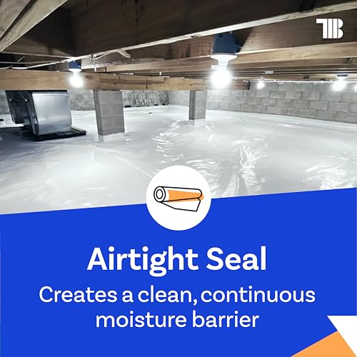 Vapor Barrier Tape - 4 inch x 180' Roll, Made in USA, White Polyethylene Tape for Crawl Spaces & Moisture Barriers, Waterproof Seal & Seam Tape for Underlayment, Insulation, and Plastic Liners