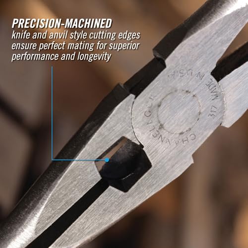 Channellock 317 8-Inch Long Nose Plier with Side Cutter | Needle Nose Pliers with Knife and Anvil - Style Side Cutter | Crosshatch Jaw Forged from High Carbon Steel for Maximum Grip on Materials | Specially Coated for Rust Prevention | Comfort Grips , Blu