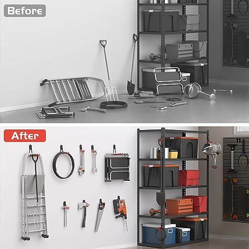 WALMANN Garage Storage Hooks, Wall Mount Utility Hooks for Tools - style: Orange-red Hook