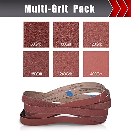 BOSHCRAFT 12 Pcs 1"x30" Sanding Belts, 60/80/120/180/240/400 Grit (2 Pcs Each) Aluminum Oxide for Knife Sharpening & Metal Polishing - color: 1×30 Inch - 12 Pack