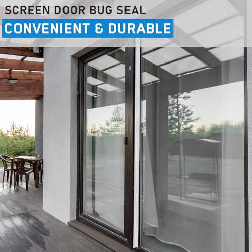 Pushglossy 28 ft Vinyl Sliding Screen Door Bug Seal Strip, White - color: White
