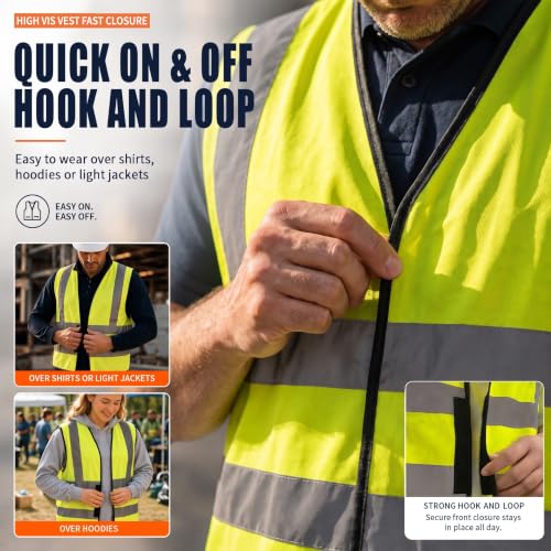 AYKRM 12 colour High visibility viz vest hi vis viz reflective work construction safety vest (XS-8XL) - color: Yellow, size: 3X-Large