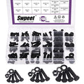 Swpeet 240Pcs 1/4-20 5/16-18 3/8-16 12 Sizes Black Zinc Finish Carbon Steel Grade 8 USS Nut Bolts Assortment Kit, Heavy Duty Bolt Nut and Washer Assortment Coarse Thread Hex Head Cap Screws Bolt - size: Assortment Kit