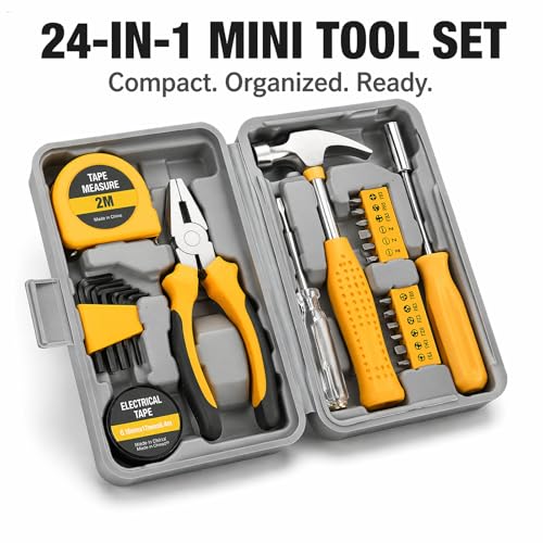 24-Piece Tool Set, Mini Tool Kit, Tool Kit for Home (Orange) - color: Orange