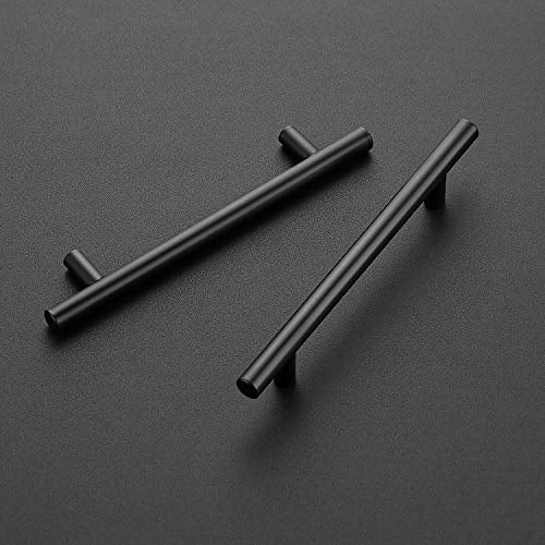 Ravinte Cabinet Pulls,7.38" Length, 5" Hole Center,Matte Black,30 Pack | Round T-Bar Shape, Kitchen Drawer Pulls, Stainless Steel Feel, Cabinet Handles, For Cupboards, Drawers, Dressers, Cabinets - color: Black