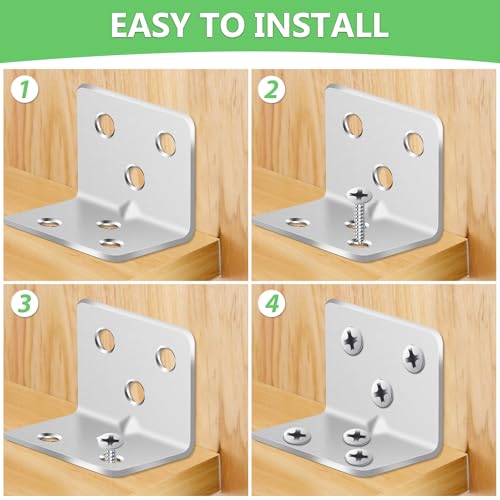 MAPVOLUT 25Pcs Silver L Brackets for Shelves, 3 Sizes Angle Corner Braces Metal L Bracket Heavy Duty for Wood, Sturdy and Rustproof for Repairing Furniture with 82Pcs Screws Mounting Bracket Easily - size: 3 SIZE Silver
