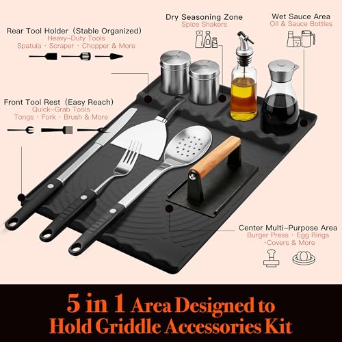Silicone Grill Mat for Blackstone Griddle Accessories (Black) - color: Black