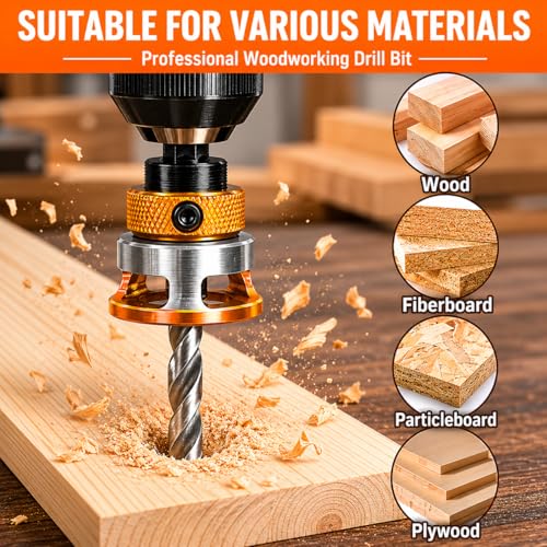 Countersink Drill Bit Set with Depth Stop 4PCS