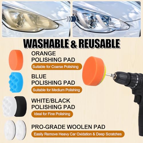 174Pcs 3 Inch Sanding Discs Drill Polishing Kit, 60-10000 Grit Set