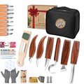 YOYUPETA Wood Carving Tools, 34-Piece Professional Whittling & Carving Kit Set with Walnut Handle Knives, Detail Gouges, Sharpening Stone, Acrylic Paints, Brushes, Palette & Gloves for Adult Hobbyists - color: 34-Piece Wood Carving Tools