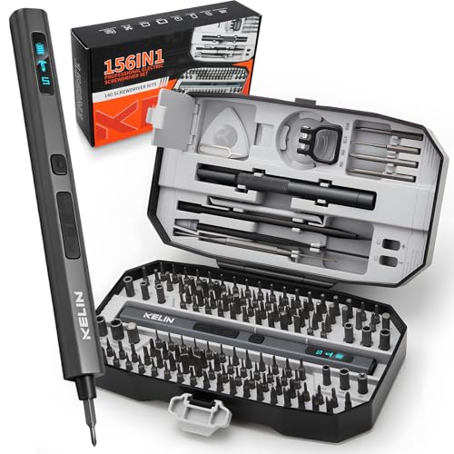 KELIN 156in1 Electric Screwdriver 5 Torque Levels 140 Magnetic Bits