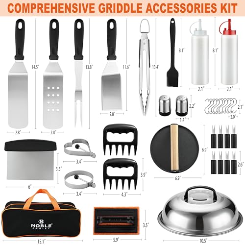 N NOBLE FAMILY 38PCS Griddle Accessories Kit, Professional Grill Tools Set - style: Round Griddle Press