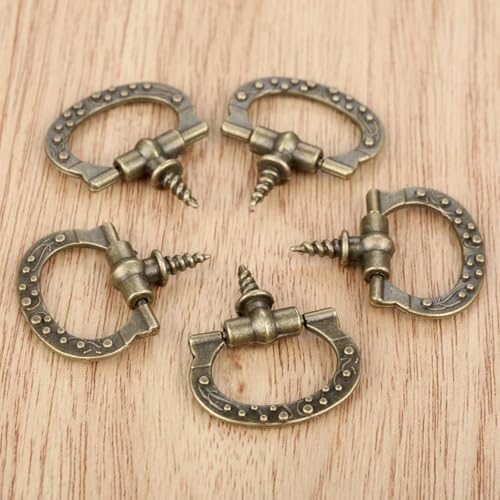 dophee 10Pcs Mini Cabinet Pulls, Self-Tapping Screws Knobs, Antique Bronze - color: Antique Bronze