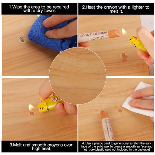 SEISSO Furniture Repair Crayon, 6 Pcs - Wood Filler Sticks, Scratch Repair Wax, Furniture Marking Repair - Scratch, Cracks, Hole, Table, Wood Floor, Guitar, Covering, Instrument Fill Sticks-Redoak - color: Redoak 6pcs