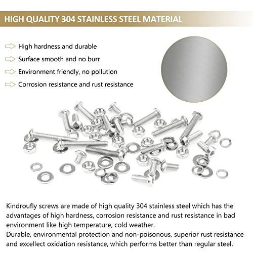 542 Pieces M3 x 6/8 /12/16 /20/25 /30mm Button Head Socket Cap Screws Nuts Washers Assortment Kit, 304 Stainless Steel, Fully Machine Thread - size: M3, style: Button Head