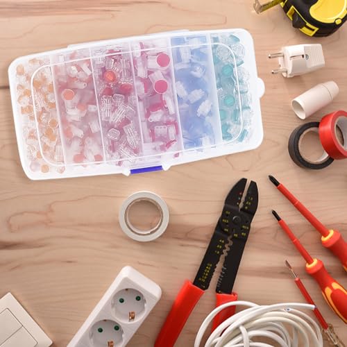 Wire Connectors Assortment Kit,SINCODA 220 PCS Waterproof Telephone Line Connector, Data Phone Wire Butt Splice Ports K1/K2/K3/K4/K5 Crimp Terminal Connectors Assortment Kit