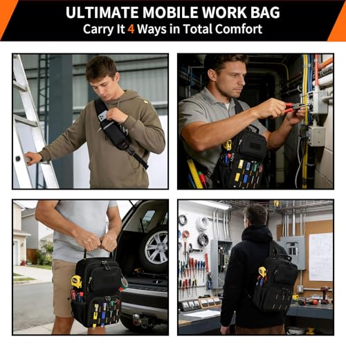 Rexmore Tactical Electrician & HVAC Tool Chest Bag, 3-Point Harness Black - color: Black