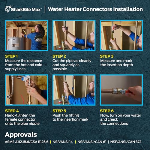 SharkBite Max 3/4 Inch Ball Valve x 3/4 Inch FIP x 18 Inch Stainless Steel Braided Flexible Water Heater Connector,Push to Connect Brass Plumbing Fitting,PEX Pipe, Copper, CPVC,PE-RT,HDPE,UR3088FX18BV - size: 3/4 in.