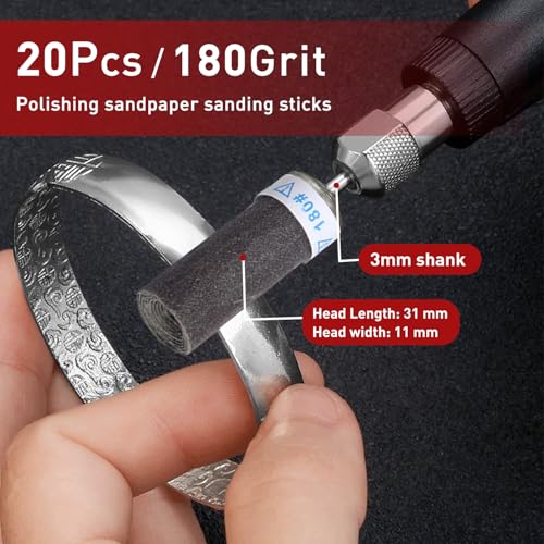 20 Pcs 180 Grit Sanding Drums for Rotary Dremel Tool - size: 180 Grits