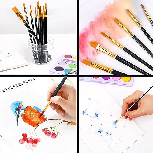 Acrylic Paint Brush Set, 20 Packs/200 pcs Nylon Hair Brushes - size: 200pcs-black