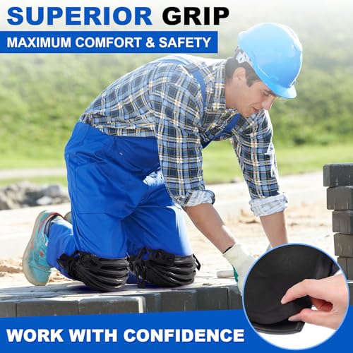 Soulchen 2 Pairs Heavy Duty Construction Knee Pads for Work, Black - color: Black