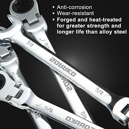 SORAKO Ratcheting Wrench Set Flex Head, 16 Piece SAE Combination Ratchet Wrench kit, 1/4″ - 13/16″ Chrome Vanadium Steel Wrenches - style: Heavy-duty