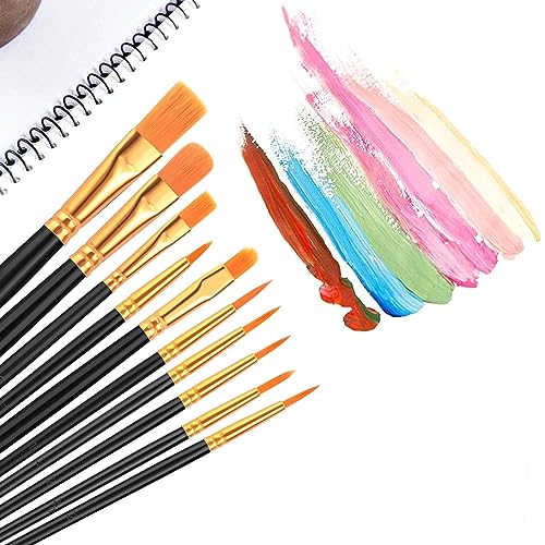 Acrylic Paint Brush Set, 20 Packs/200 pcs Nylon Hair Brushes - size: 200pcs-black
