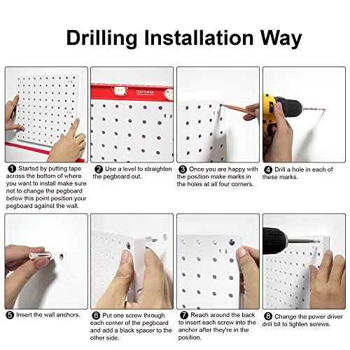 8Pcs Pegboard Wall Organizer Panels, White Pegboard Wall Mount - size: White Peg Board- 8Pcs
