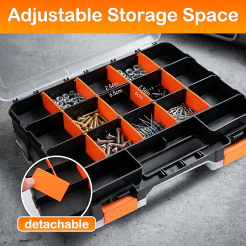 Double Side Small Parts Organizer Hardware Storage for Screws Nuts - size: 34 Compartments