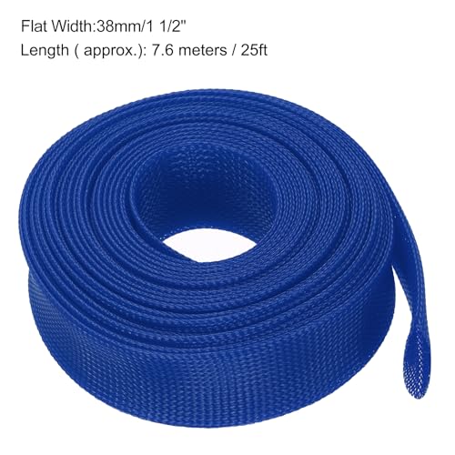 uxcell Expandable Sleeving, 1 1/2-inch 25ft Cable Sleeve, Blue - color: Blue, size: 1 1/2-inch x 25ft