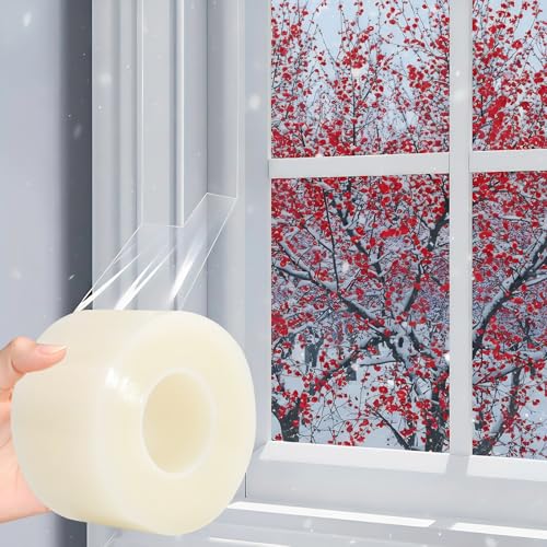Transparent Window Seal Weather Sealing Tape 2 Inch x 35 Yards Weather Stripping Residue Free Clear Window Insulation Tape for Shower Glass Gaps and Doors Windproof Tape - size: 2 IN - 35 Yards Clear