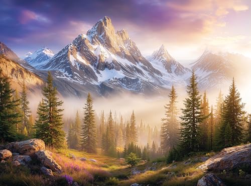 Adult Jigsaw Puzzle Foggy Mountain 1000 Piece - color: Misty Morning