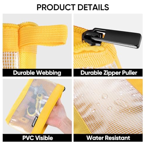TICONN Tool Pouch, 1680D Oxford Small Tool Bag, Tool Pouches with Zipper, Clear Utility Bag Zipper Pouch for Tool Organizers and Storage (3PK Combo) - size: Clear, 3 Pack Combo