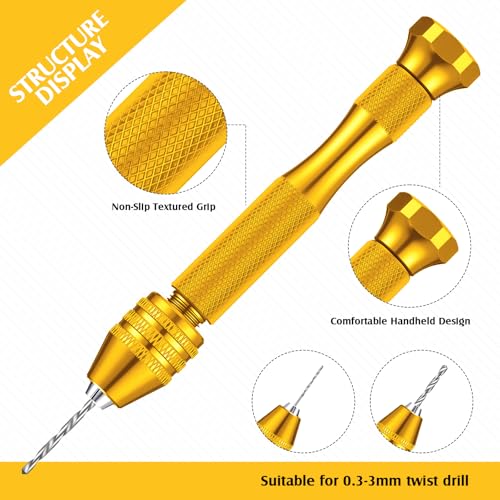 Mudder 57 Pcs Micro Drill Bits & Pin Vise Set 0.1-3mm, Gold - color: Gold