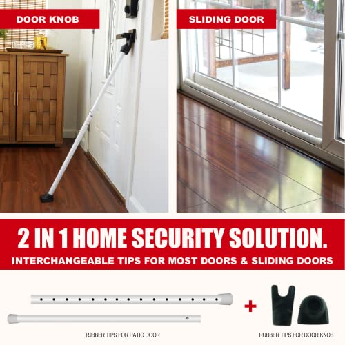 Door Security Bar & Portable Door Lock with Alarm (White) – High-Grade Iron Door Jammer & 130dB Alarm for Home, Apartment, Hotel & Travel Safety – (Black)