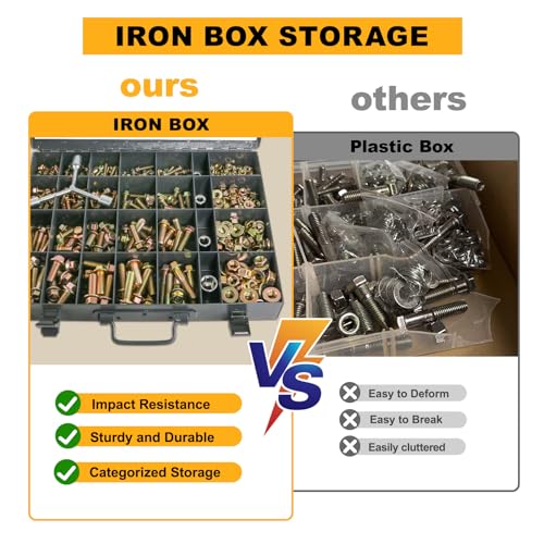 FMhotu 460Pcs Nuts and Bolts Assortment Kit, Metric Grade 8.8 Flange Hex Bolts and Nuts Set, M6 M8 M10 M12, 21 Sizes, Comes with 1 Y-Wrench and 4 Bits - size: 460pcs M6 M8 M10 M12