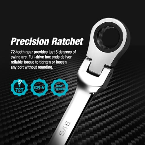 DURATECH 5/16" Flex-Head Ratcheting Combination Wrench - style: 5/16"