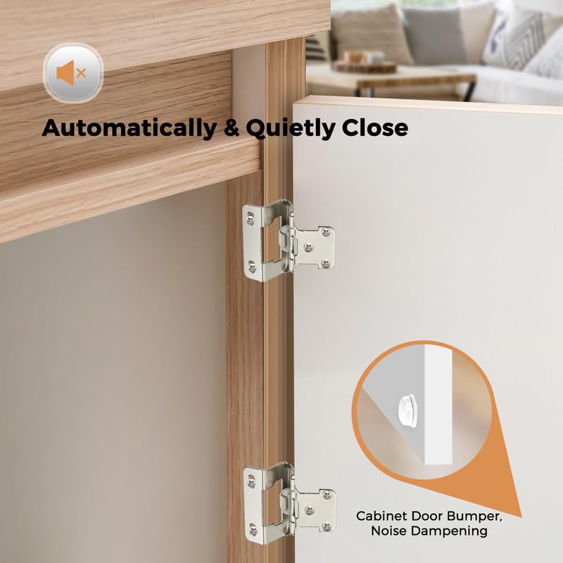 Ravinte Satin Nickel Semi-Overlay 1/2 inch Self-Closing Hinges, 10 Pack - color: Satin Nickel
