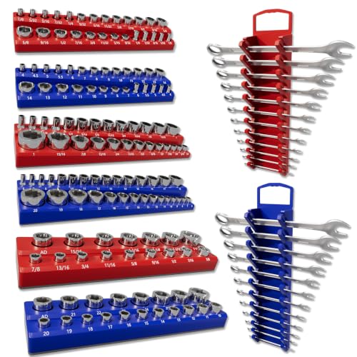 8-Piece Magnetic Socket Organizer and Wrench Organizer
