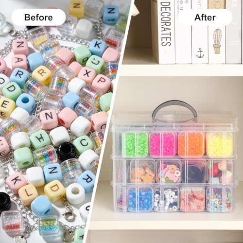 Stackable Bead Organizer 3 Tier with 90pcs Small Boxes Storage Container - size: 3-Tier 90pcs 2in Boxes