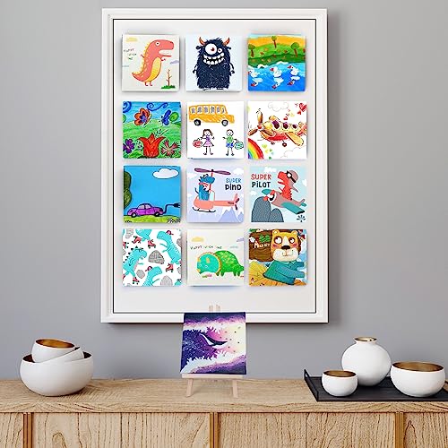 ESRICH Mini Canvases for Painting 4x4 Canvas Value Pack of 48PCS, 2/5In Thickness Small Canvas, Great for School Projects, Kids Birthday Party and Wall Decoration, White - size: 4x4in-48 Packs