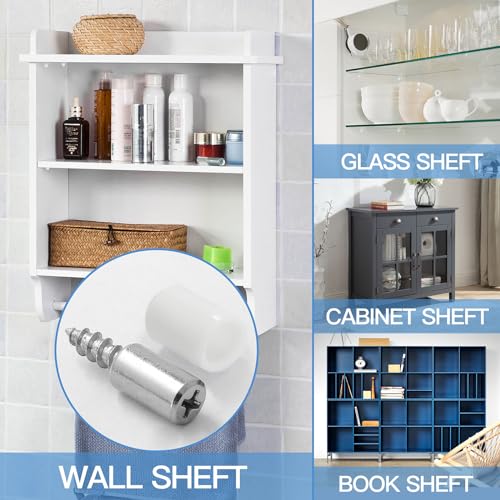 12pcs Screw in Shelf Pins with Anti-Slip White Sleeve, Nickel Plated Shelf Pegs Cabinet Shelf Holders Shelf Support Pegs, Small Shelf Brackets Phillips Head Pegs for Shelves - color: Whith Sleeve