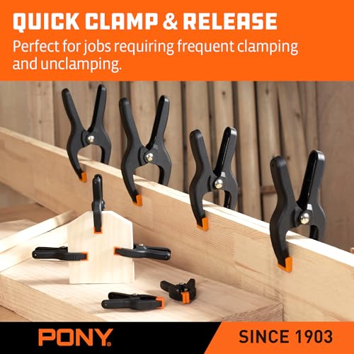 PONY 14-Piece Spring Clamp Set, Nylon Spring Clamps - size: Mixed Size Set (3-5/8", 4-1/2", 6-1/8", 7-1/2")