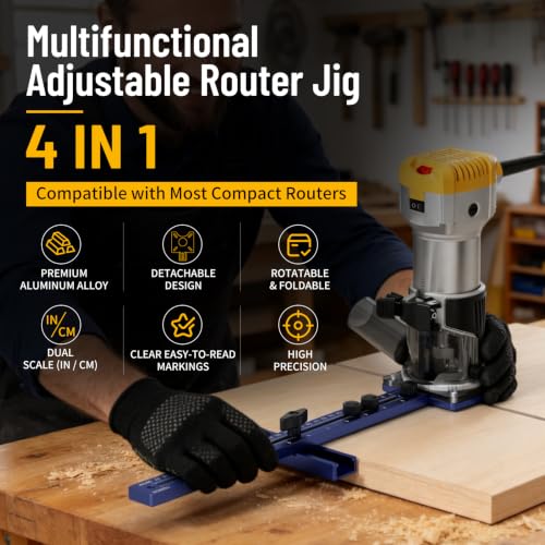 GRENPRO 4-in-1 Router Circle Cutting Jig for Trim Routers Sled Templates - color: Violet Blue
