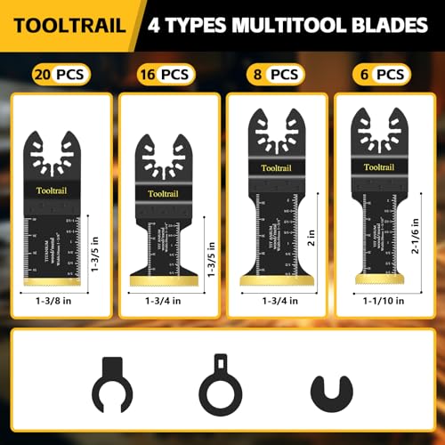 50 PCS Oscillating Tool Blades for Metal,Universal Multi Tool Blades Kits for Metal Nails Wood and Plastic,Titanium Oscillating Saw Blades Fit Dewalt Ryobi Milwaukee Rockwell
