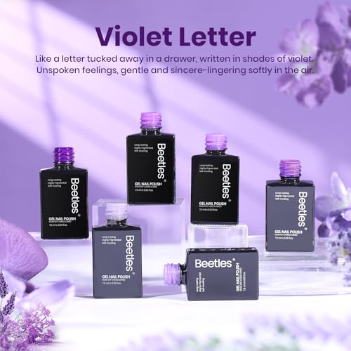 Beetles Purple Gel Polish Set, Violet Letter Collecion, 6 Purple Colors - color: A - Creme | 0-0-Violet Letter
