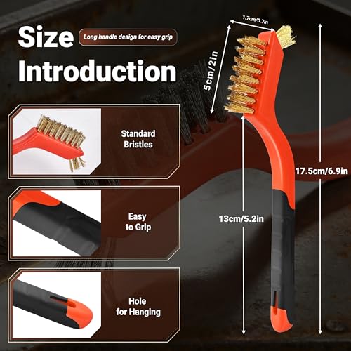 12 Pieces Brass Brush Set, Brass bristles - color: Brass